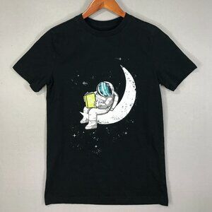Cat & Jack T Shirt Boy's Large 12/14 Black Graphic Astronaut Space Short Sleeve